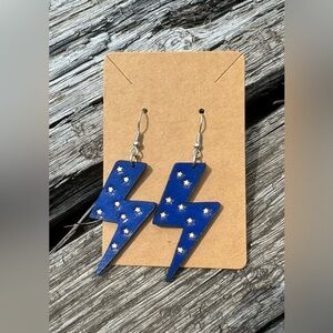 Oh My Stars Leather Lightning Bolt Earrings